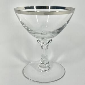 Vintage Fostoria Wedding Platinum Ring Crystal Champagne Sherbet Glass 4 3/8”